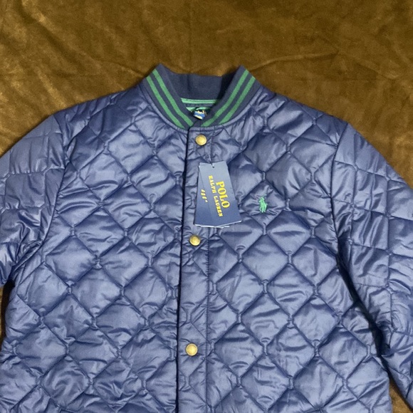 POLO RALPH LAUREN Quilted Varsity Jacket in Navy Blue - Picture 4 of 5